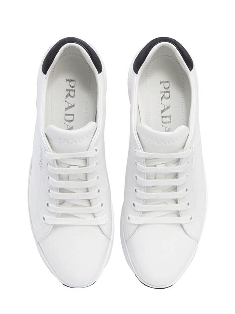 prada white leather trainers|all white prada shoes.